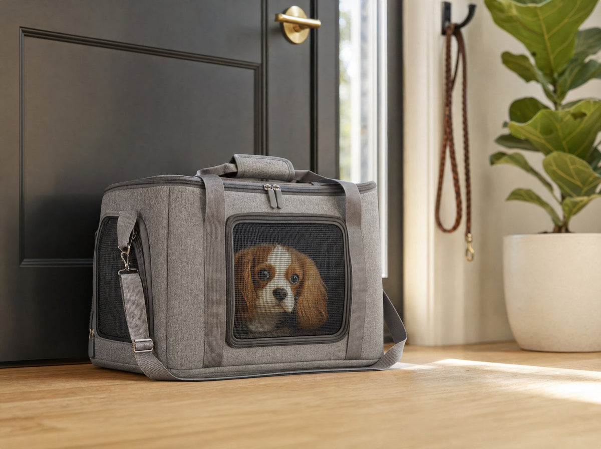Cat inside PAWLIGARCH Pet Travel Carrier being carried outdoors