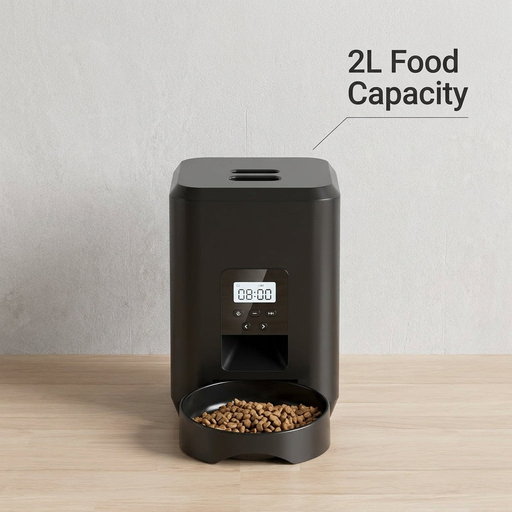 SmartServe cat feeder with a 2 litre top-loading food container