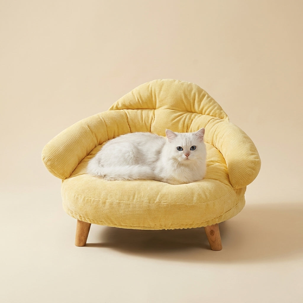 PAWLIGARCH Corduroy Lounge Cat Bed, clean studio product photo