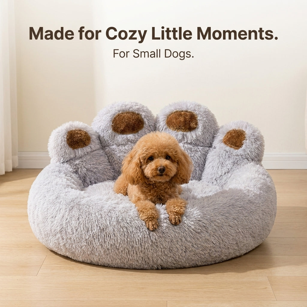 Small dog resting inside the PawPrint Cuddler Dog Bed