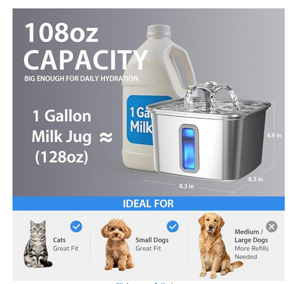 FreshFlow Cat Water Fountain - 108oz capacity and dimensions