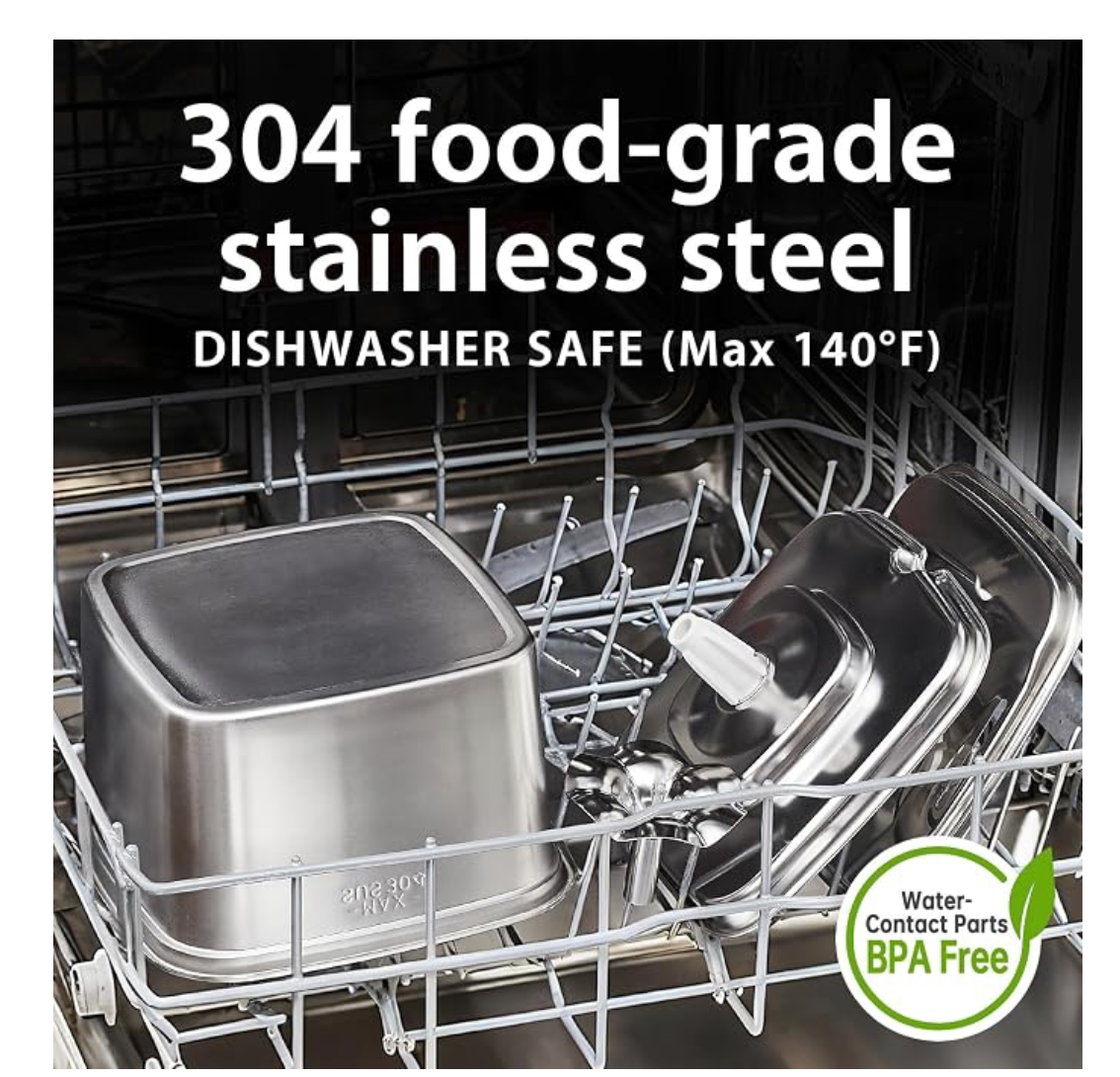 FreshFlow Cat Water Fountain - 304 food-grade stainless steel, dishwasher safe