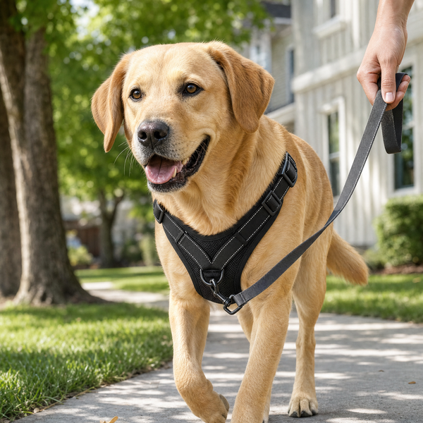ComfortFit No-Pull Dog Harness on a walk outdoors