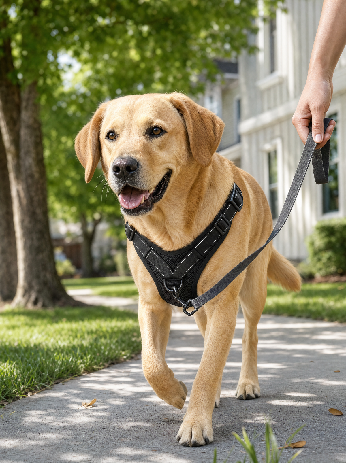 ComfortFit No-Pull Dog Harness on a walk outdoors